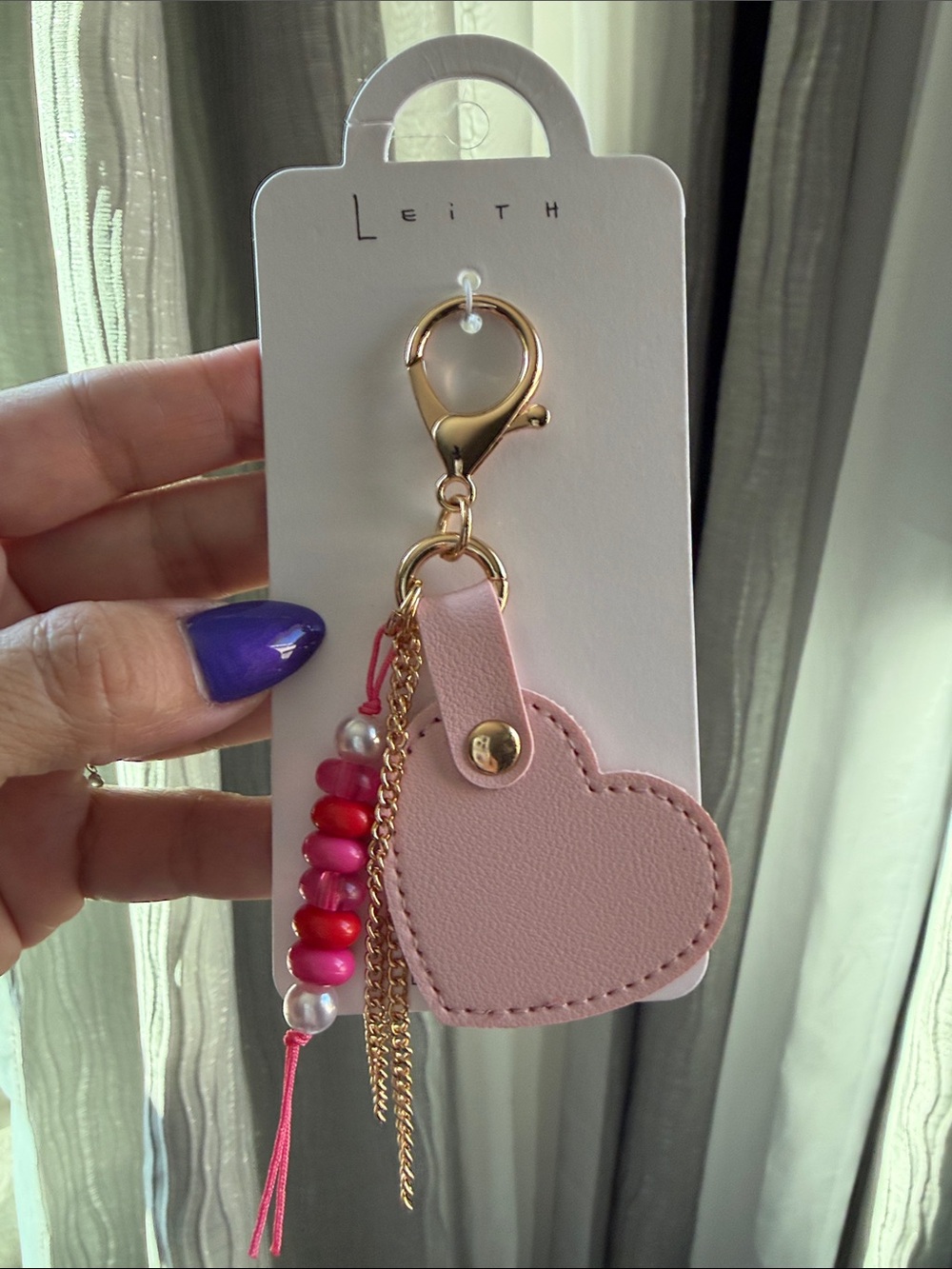 Leith Heart Beaded Bag Charm